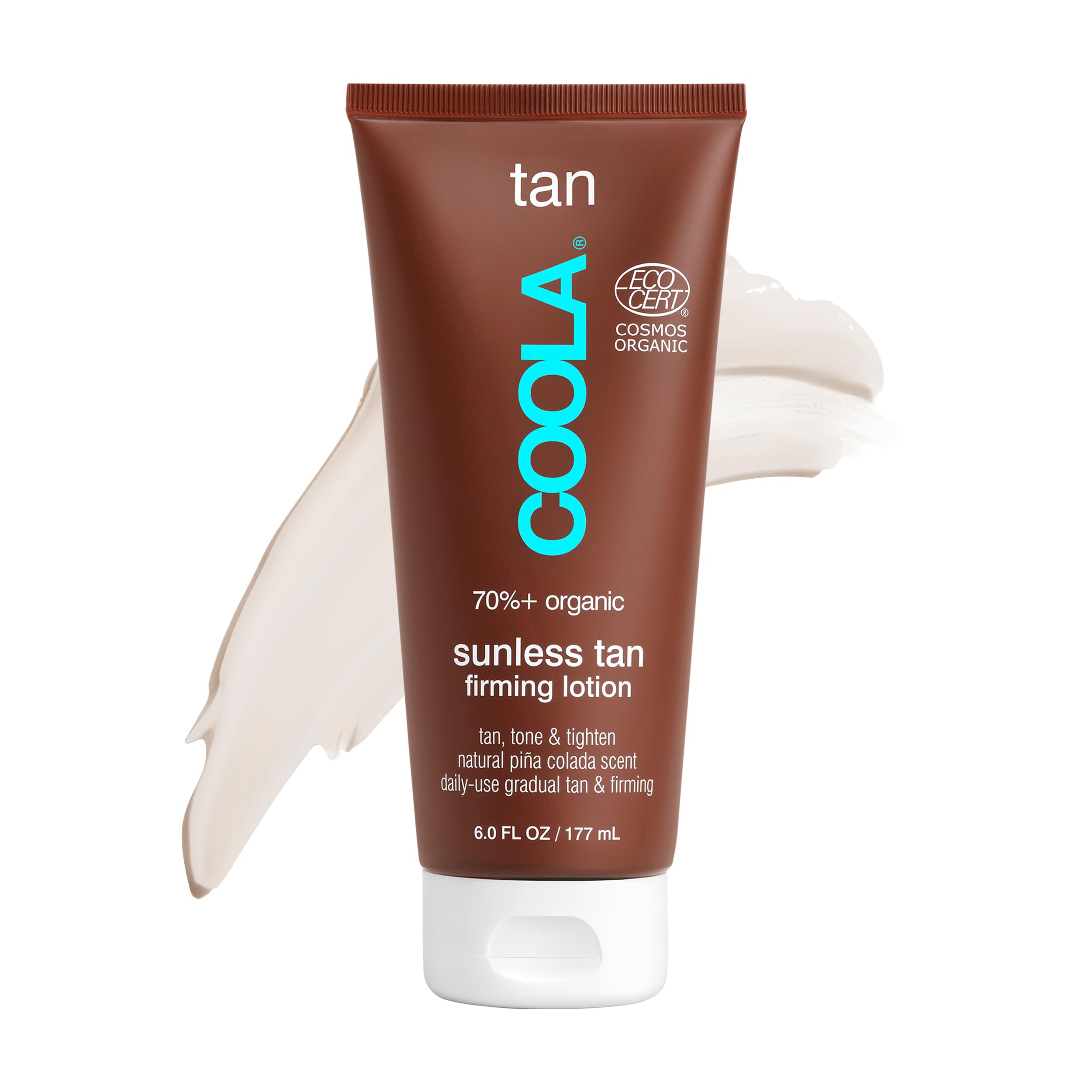 COOLA Organic Sunless Self Tanner Body Firming Lotion, Dermatologist Tested Anti-Aging Skin Care, Vegan and Non-GMO, Piña Colada, 6 Fl Oz