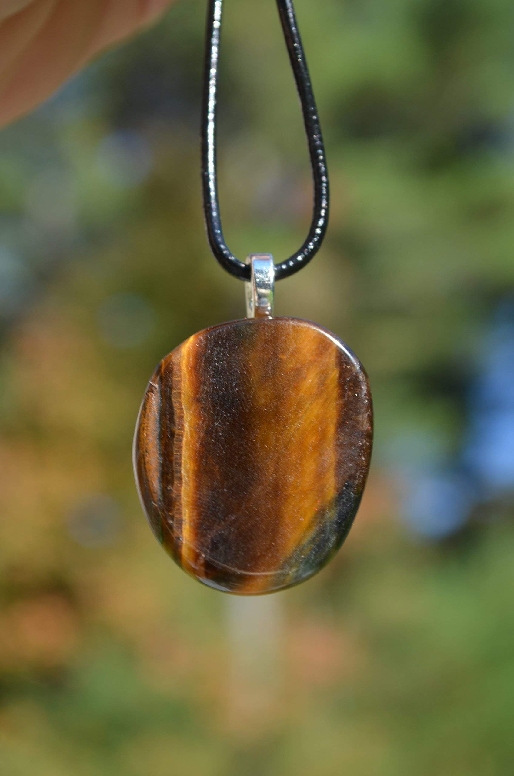 Gold Tiger's Eye Palm Stone Necklace