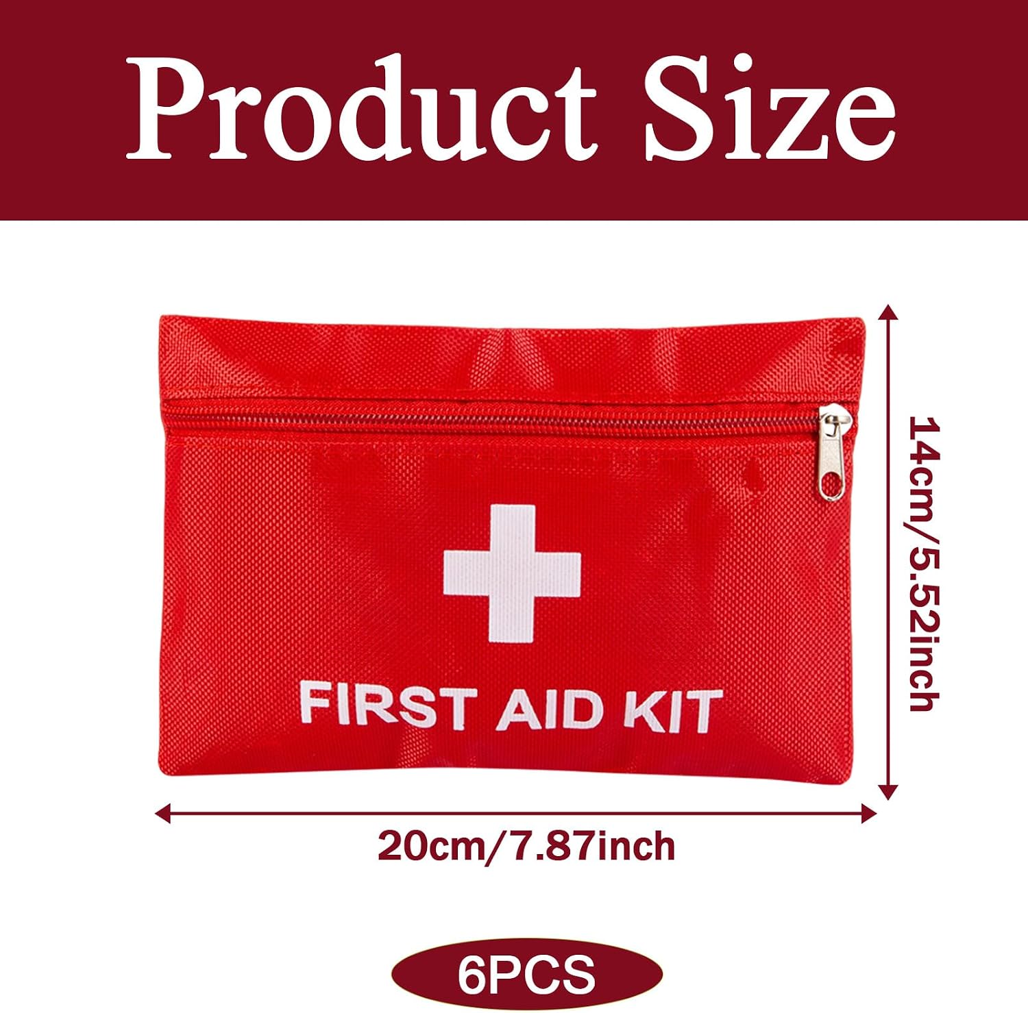 QCWN 6 Pack Empty First Aid Bag Mini Medical Kit Pouch Small Travel Emergency Survival Storage Bags for Car Home Hiking Camping Waterproof Red image 2