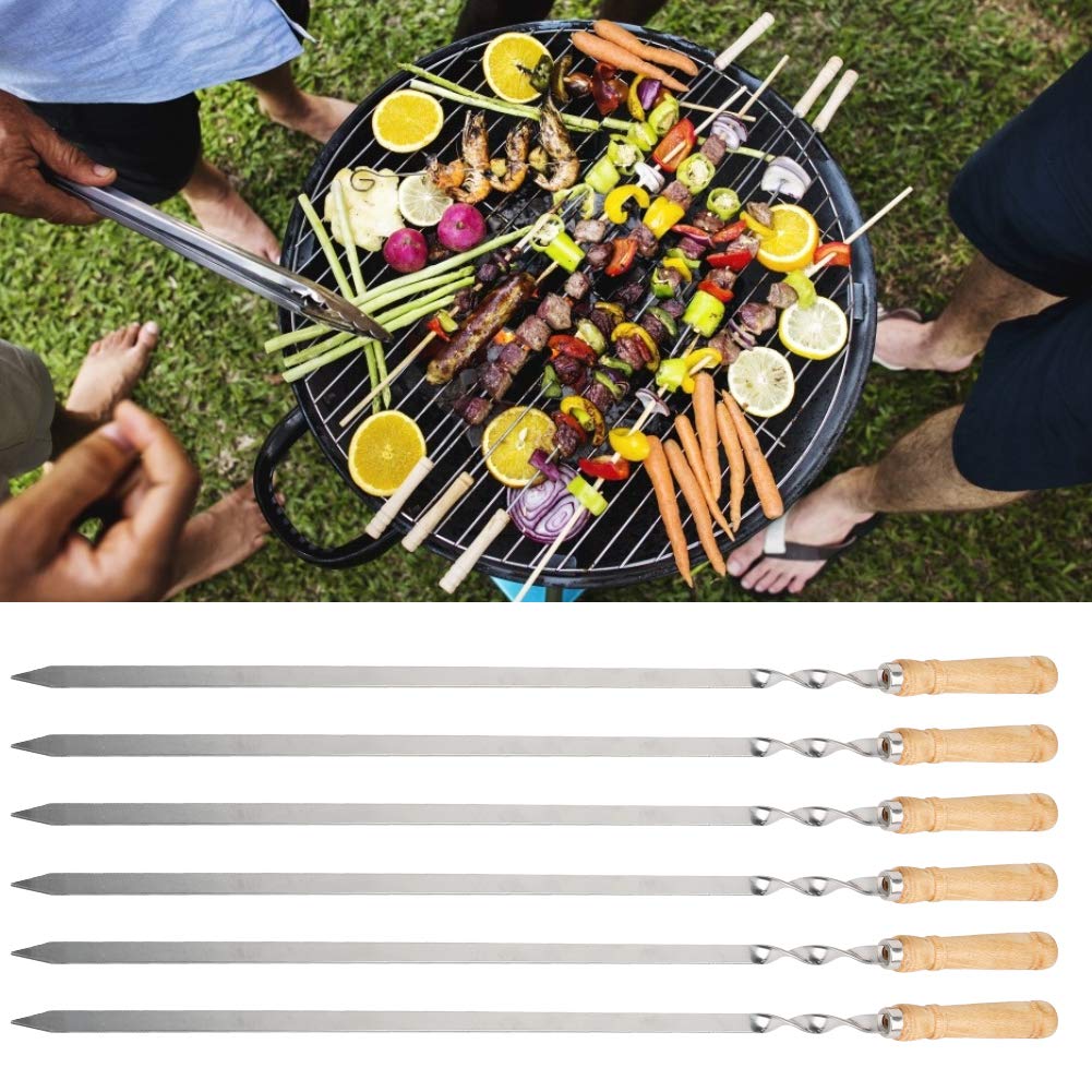 Cyrank 12 Spiedini di Kabob, in Acciaio Inox Piatto Lungo per Barbecue Spiedini per Barbecue Riutilizzabili per Barbecue Spiedini per Barbecue Spiedini per Grigliare Carne Gamberetti Pollo Verdure