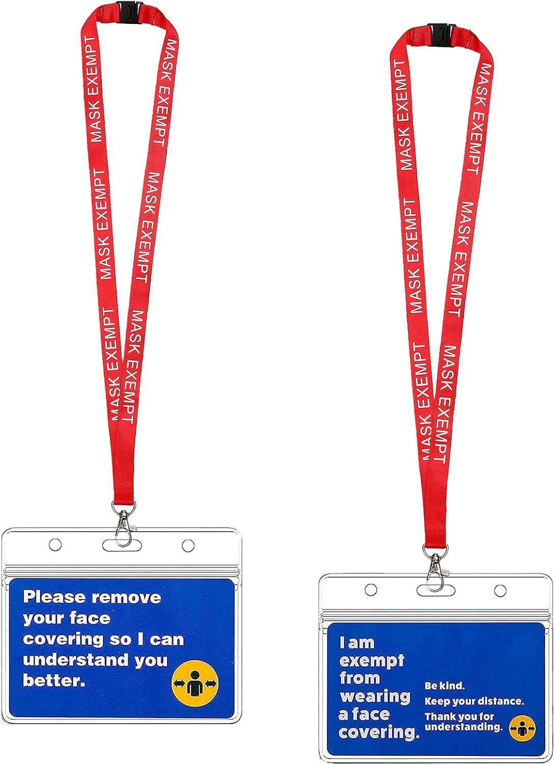 2 Pack Face Mask Exemption Card with Lanyard and Card Holder,Mask