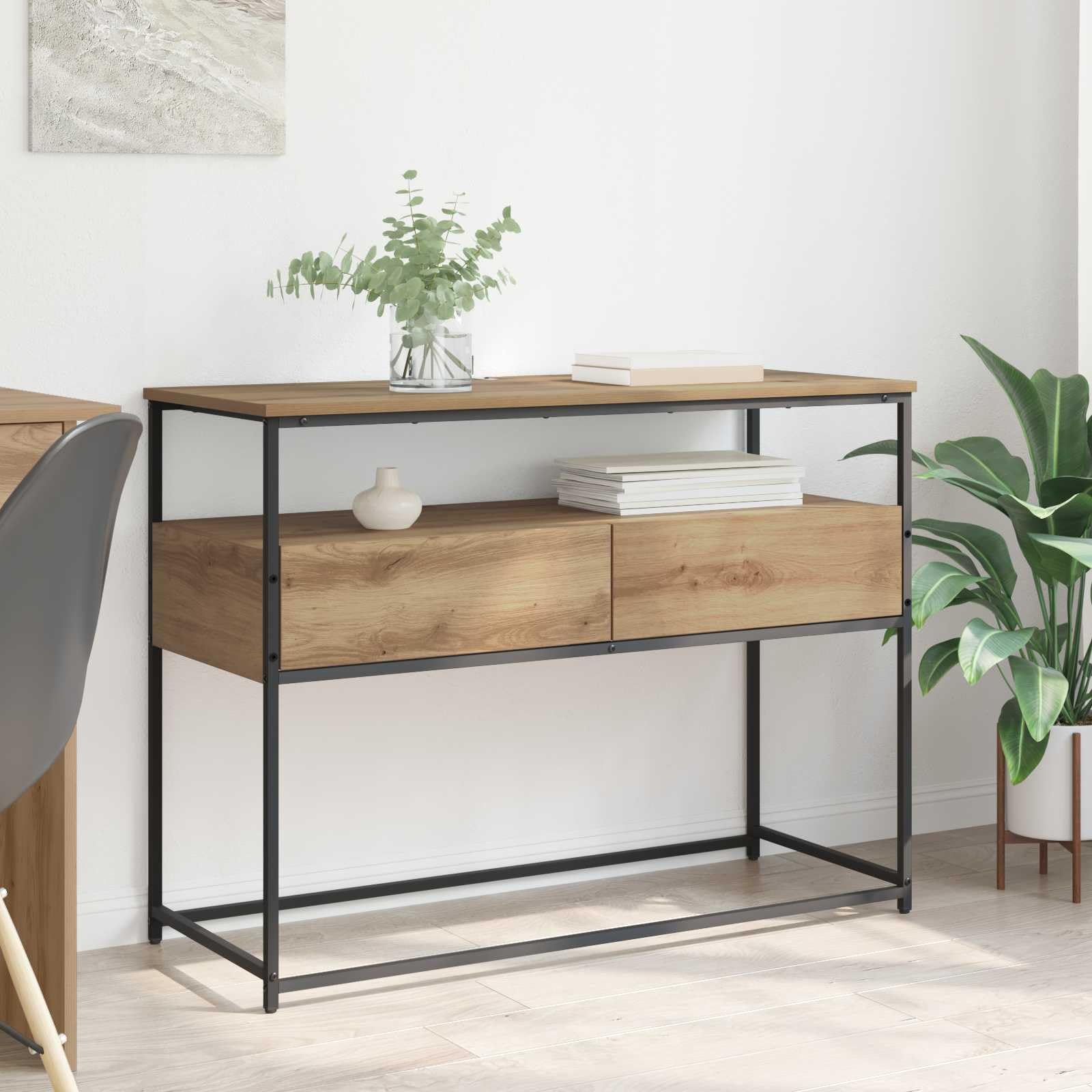 vidaXL Tavolo consolle Rovere artigianale 100 x 40 x 75 cm