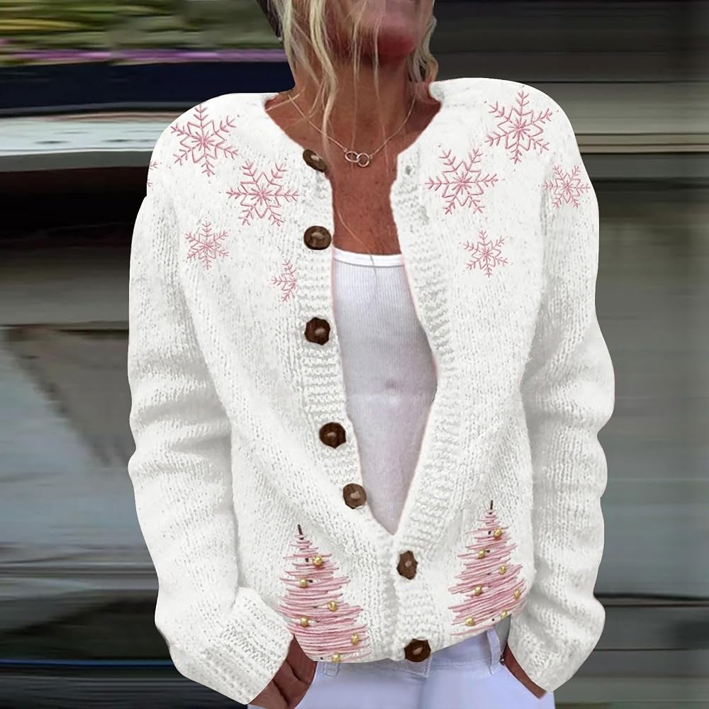 Generisch Strickjacke Damen Weihnachtspullover Damen Praktisch