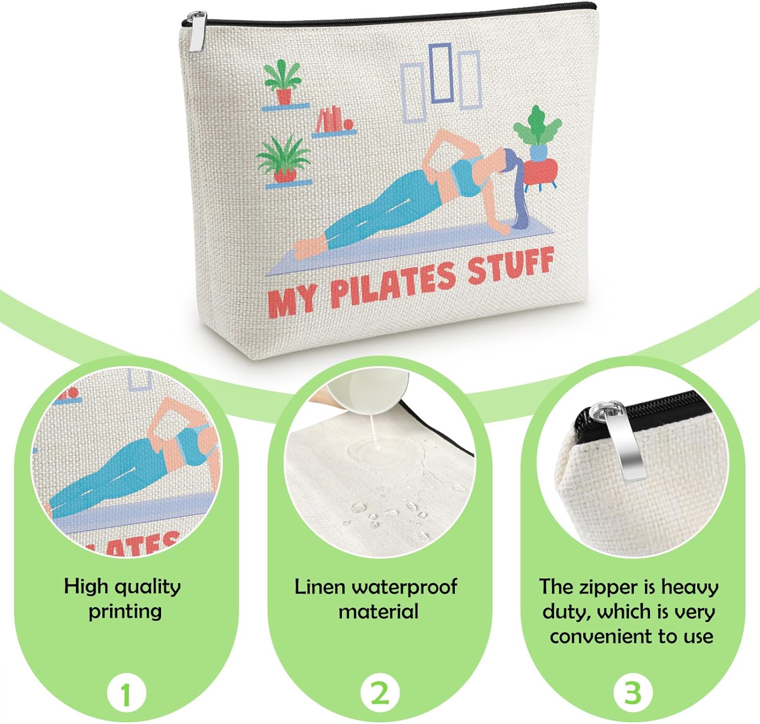 Pilates Gifts for Women Yoga Lover Makeup Bag Thank You Gifts for Pilates Lover Yoga Instructor Teacher Cosmetic Bag Christmas Birthday Mother's Day Makeup Pouch for Sister Friends Coach Aunt Mom - Image 3