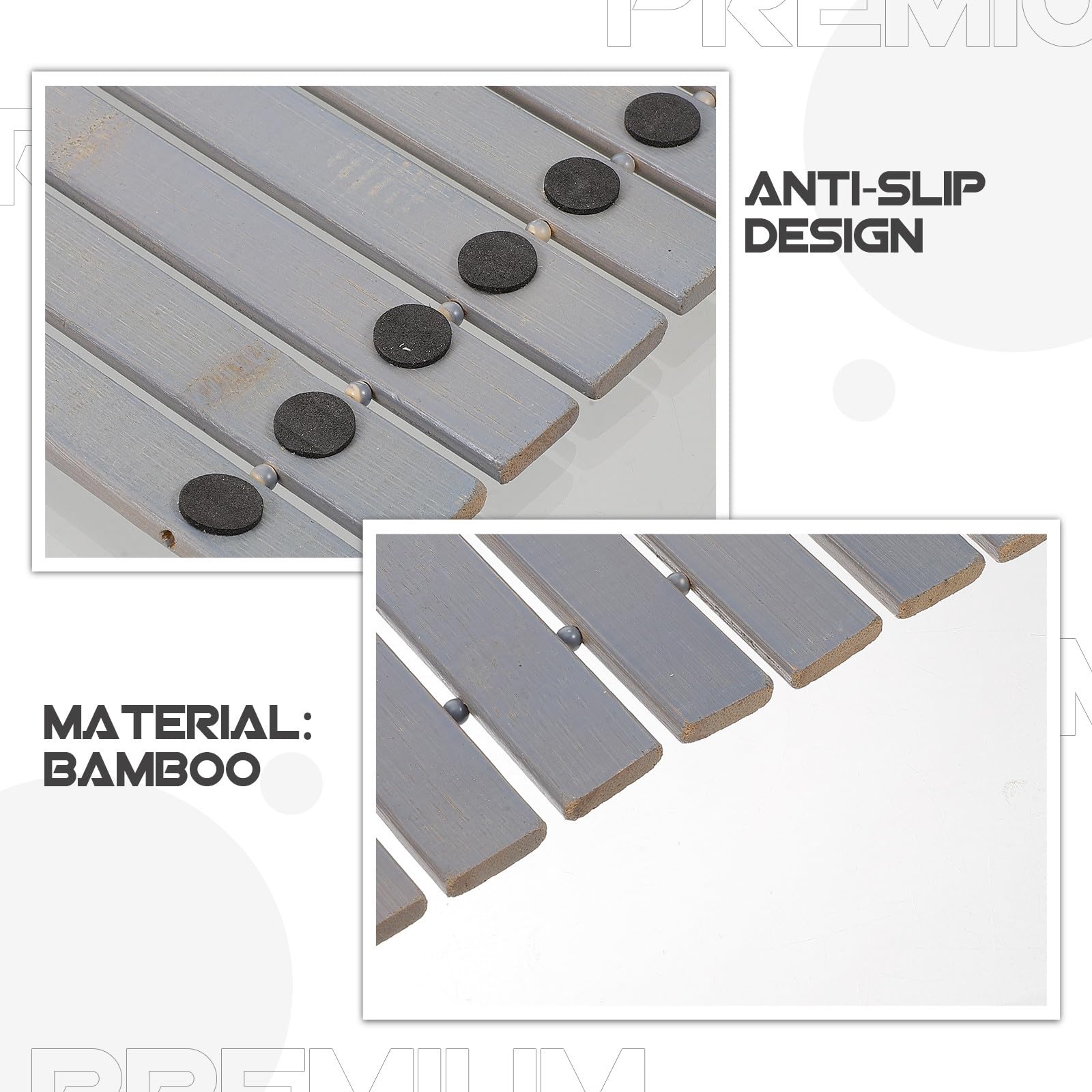 jojofuny Alfombrilla de Baño de Bambú Antideslizante, Esterilla de Ducha para Baño, para Habitación y Dormitorio