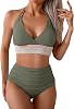 Tankini Swimsuits for Women Tummy Control Plus Size Bathing Suit Sexy Modest Two Peice High Waisted Bikini Set