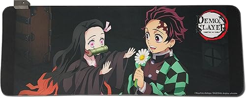 Demon Slayer - Alfombrilla de mouse RGB Tanjiro Kamado y Nezuko Kamado