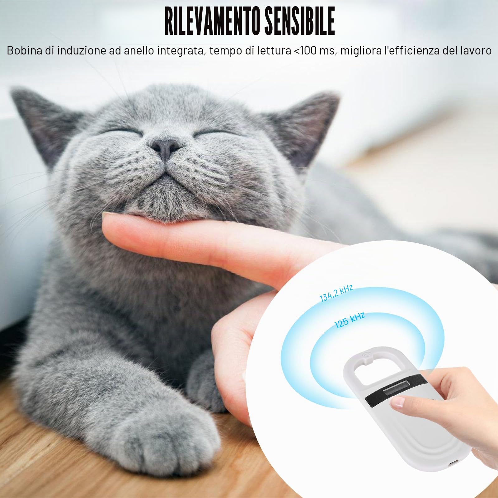 Aicharynic Lettore di chip per animali domestici,bianco,lettore di microchip per cani/gatti,lettore di microchip per animali domestici,scansione microchip per cani,scanner per animali domestici
