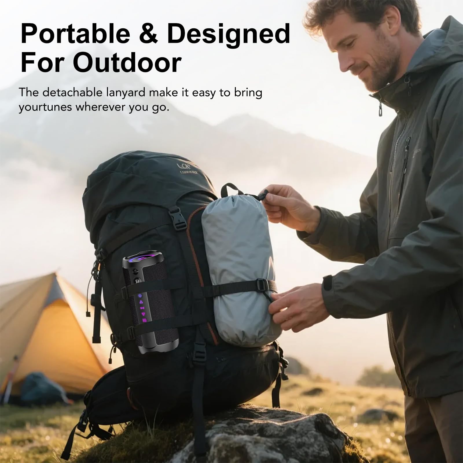 Altavoz Bluetooth Portátil 25W, Potente Altavoz Bluetooth, Altavoces Graves Duales, 25H Reproducción, IPX7, RGB, Emparejamiento TWS, AUX, TF, USB, Ideal Para Actividades Aire Libre, Fiestas,Viajes.