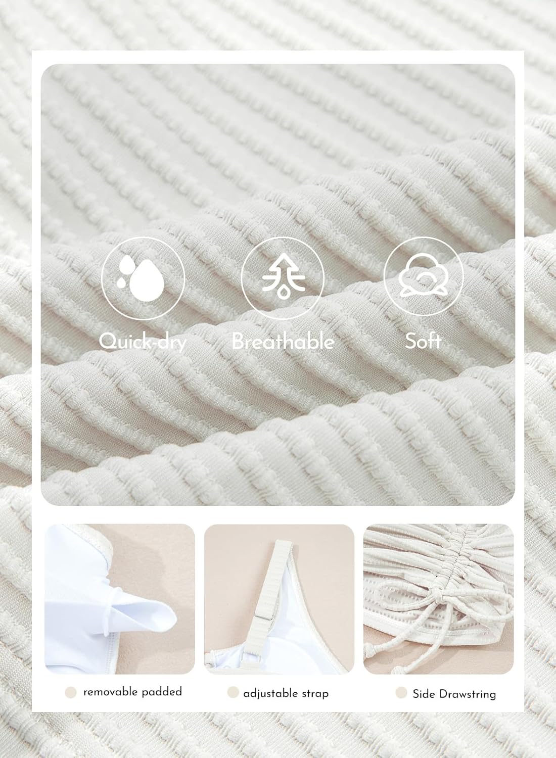 Aleumdr Women's Textured Tankini Swimsuits Tummy Control Ruched U-Wire Cutout Two Piece Bathing Suits with Bottom - Image 7