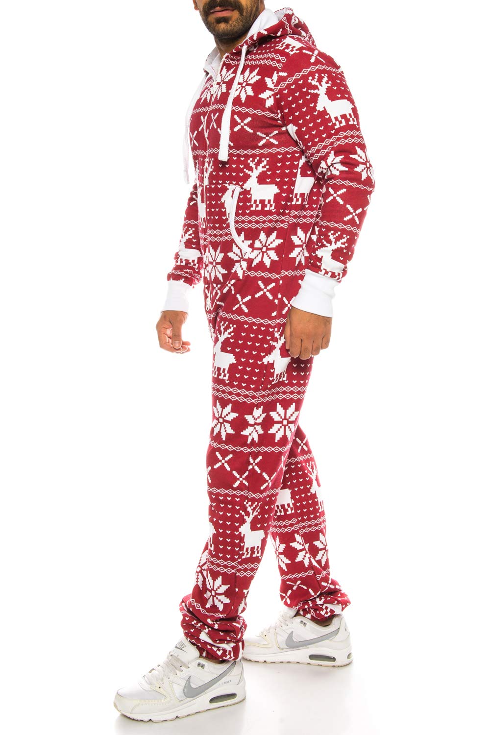 Crazy Age Herren Sternen Jumpsuit Overall Strampelanzug Sweat Latzhose Körperanzug Kapuzenpullis