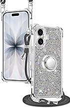 iPhone 17 Case, Sparkling, Sparkling, Sparkling, Comes with Ring, Shoulder Adjustable, Shoulder Strap, Neck Strap, Cross-Body Smartphone Case, iPhone 17 Case, Silicone, TPU, Strap Hole, Shockproof