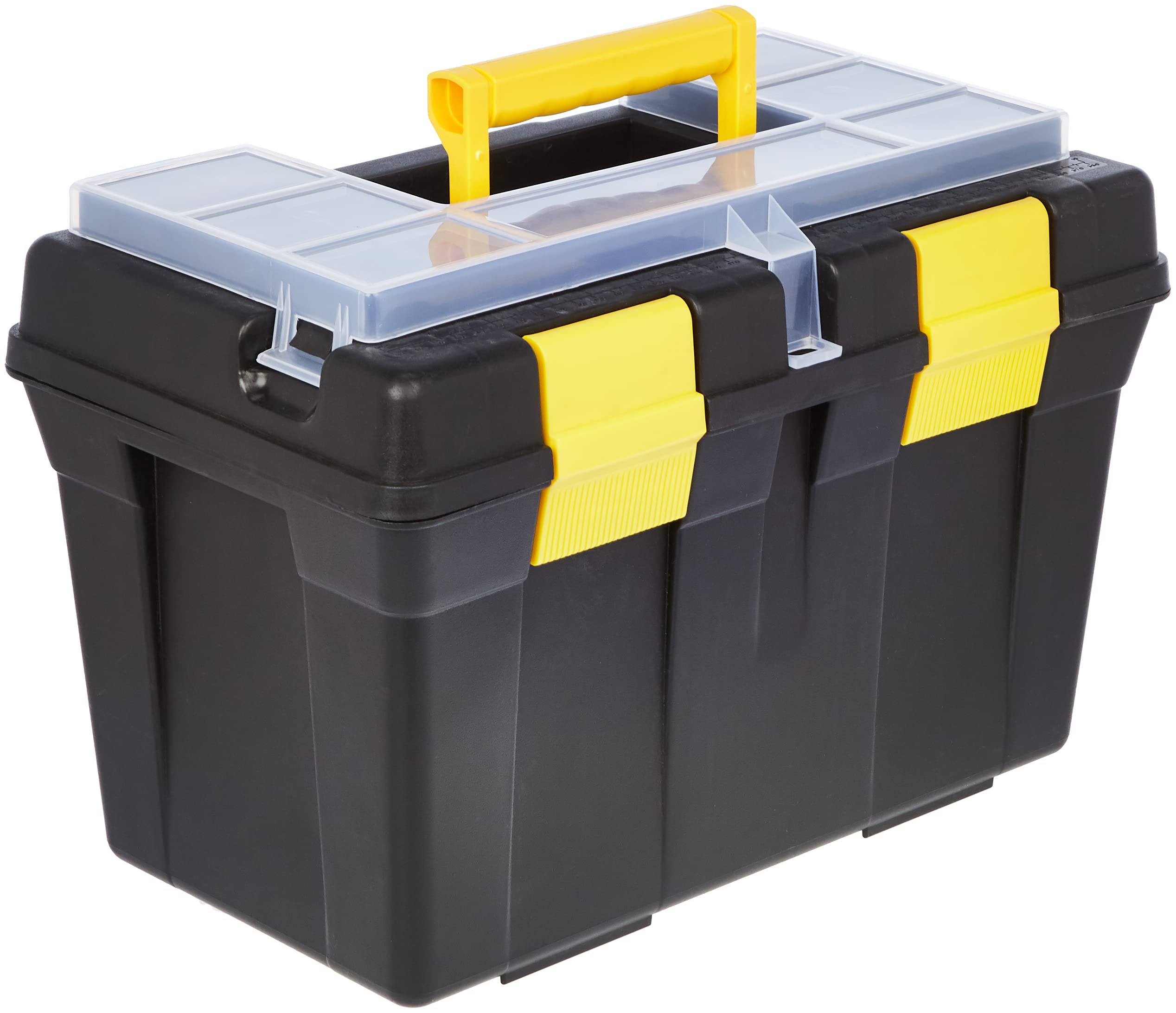 PlasticForte Plastic Forte 16L Tool Box With Lock Tray Diy Storage Toolbox Organiser Heavy Duty 1, 16L, Black