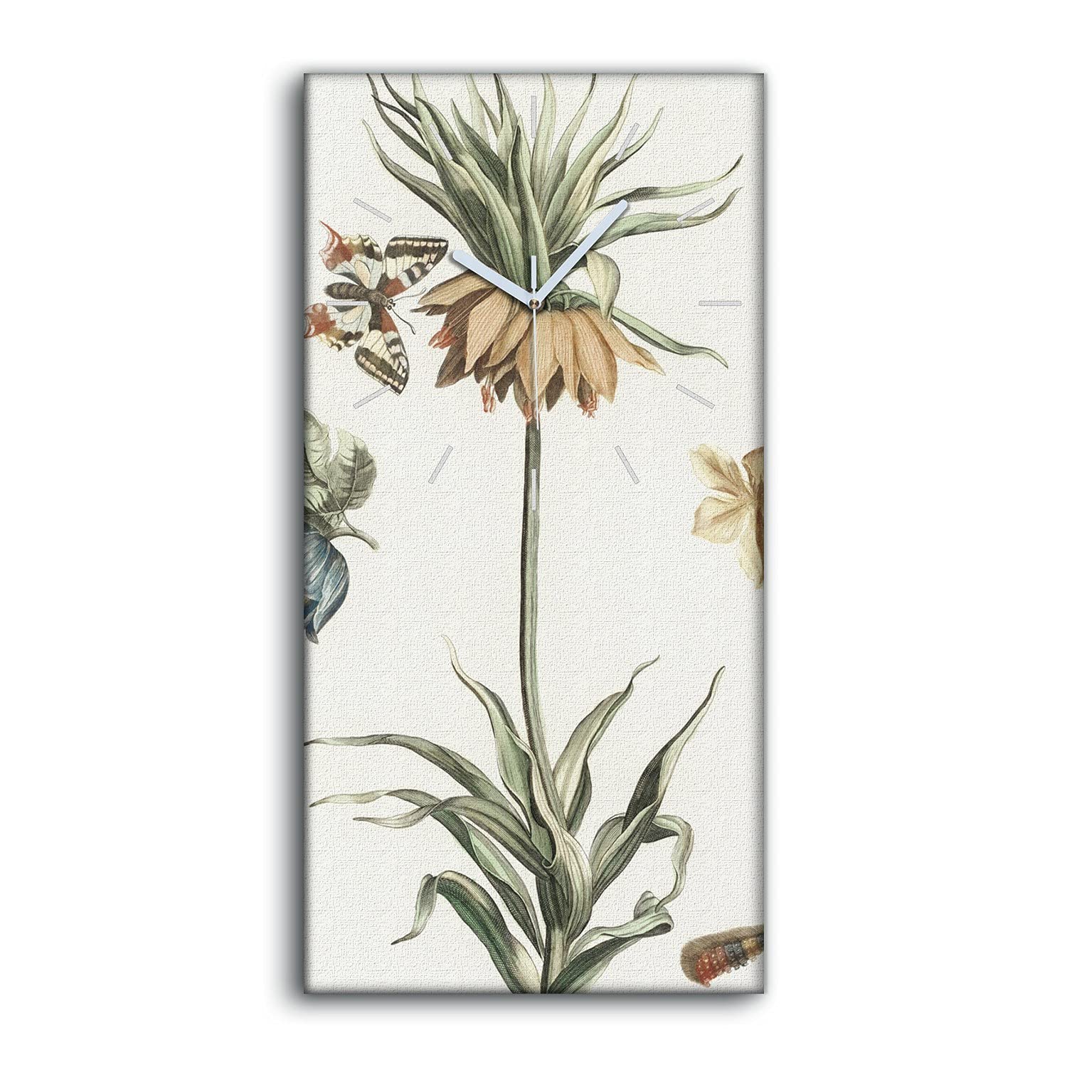 Horloge silencieuse sans tic tac 30x60cm de salon fleurie