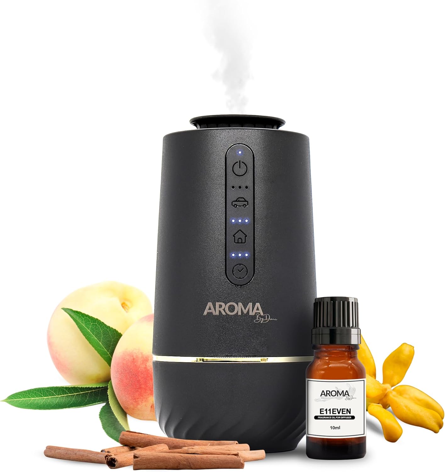 AD MINI Plus Waterless Essential Oil Diffuser with 10ml – USB-C Rechargeable Mini Scent Nebulizer – 3 Mist Levels & Timers – Battery Operated for Car, Home, Office (E11EVEN)