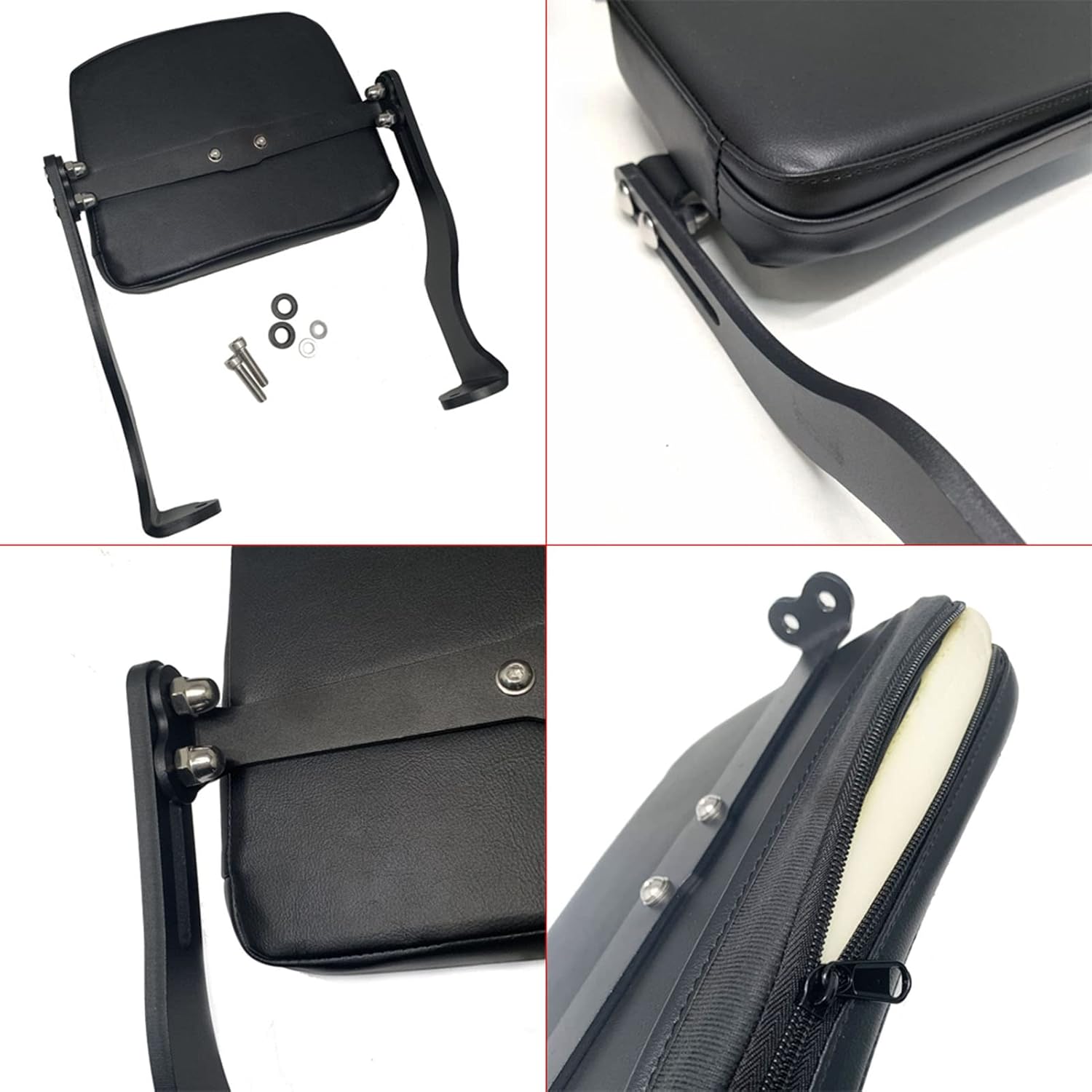 Motorcycle Passenger Backrest Sissy Bar Pad Adjustable Rear Cushion for Harley Pan America 1250S 2021-2024 Black