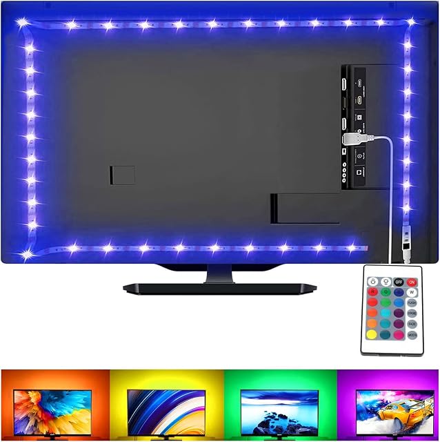 SANSUN Led Strip Lights for TV, USB LED TV Backlight Kit with Remote, 16 Color 5050 LEDs Bias Lighting for HDTV (2m for 32"-60" TV)