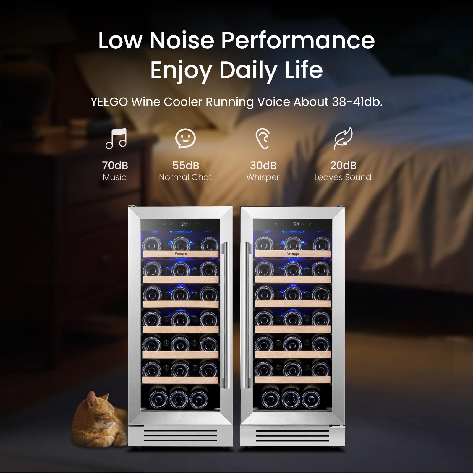 YEEGO 30 Inch Wine Fridge Bundle, 66 Bottles Mini Wine Cooler With Glass Door,40-65°F Under Counter Refrigerator Built-In For Home Office Bedroom Bar on Fridge.com - View 5