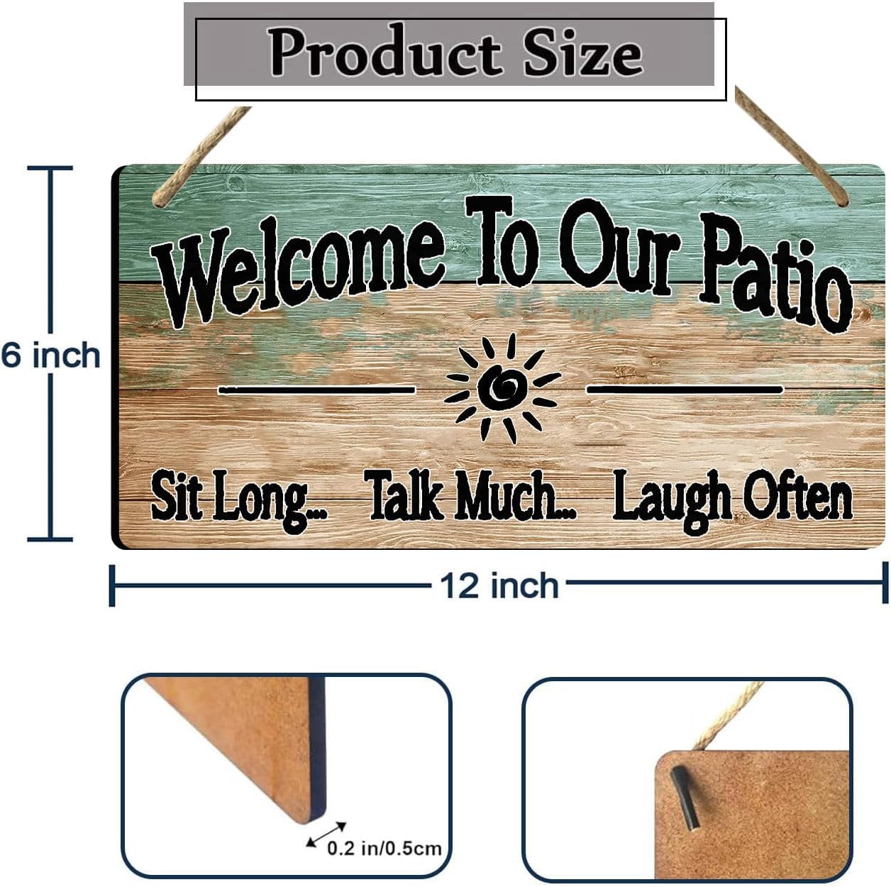 Outdoor Patio Signs For Outside Welcome To Our Patio Sign Outdoor Patio Wall Decor Personalized Wood Garden Signs For Outside Porch Sign Beach Signs 6x12 Inch image 2