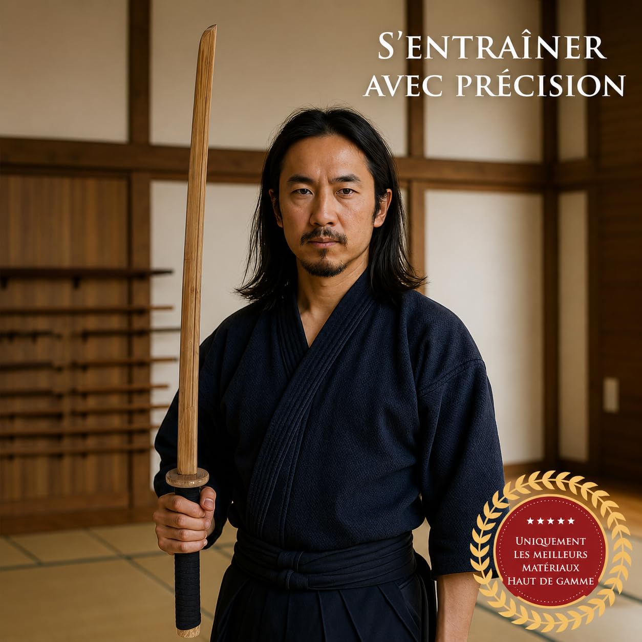 Bokken en Bois Shinai Katana Wakizashi Tanto Kendo Épée Accessoires d'armes en Bois Kendo Entraînement Sabre Samouraï