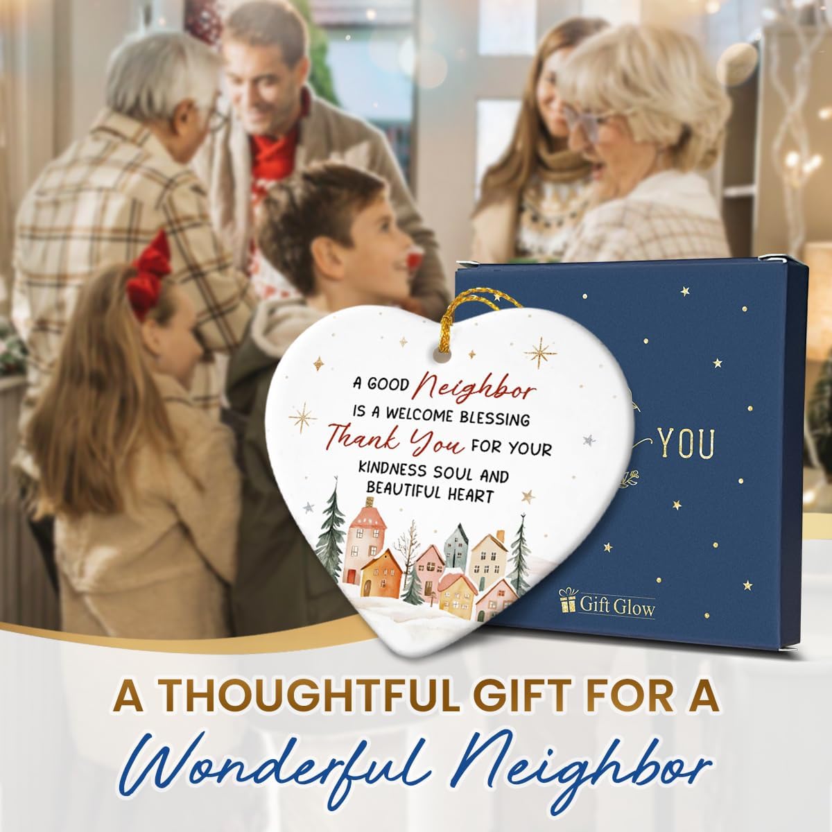 Neighbors Ornament 2026 - Thank You Gifts for Good Neighbors and Friends Next Door, Xmas Appreciation Gift for Women Man, Ceramic Ornaments for Christmas Tree Decor, Cute for Neighbor - Image 3