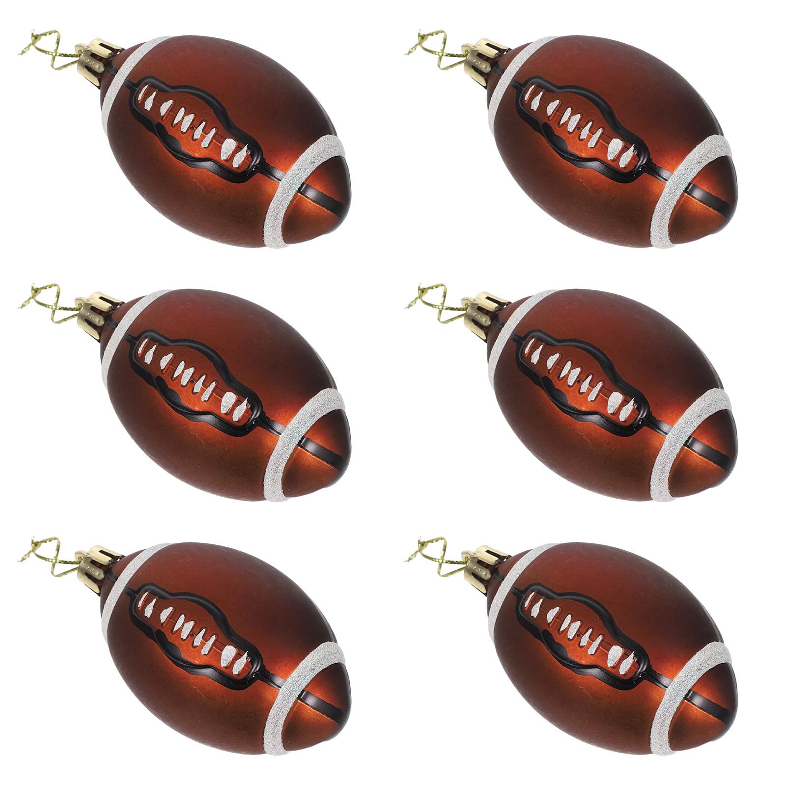 PACKOVE Rugby 6cm Große 6 Stück aus Bruchsicherem Kunststoff Weihnachtskugeln Christbaumkugeln für Weihnachtsbaum und Hochzeitsdekoration