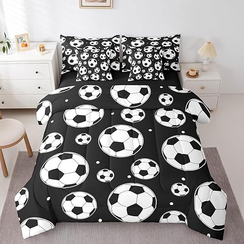Miniatura 43 de Feelyou Juego de ropa de cama de fútbol americano tamaño Twin de 7 piezas, patrón de balón de fútbol americano para niños, niñas y adolescentes,