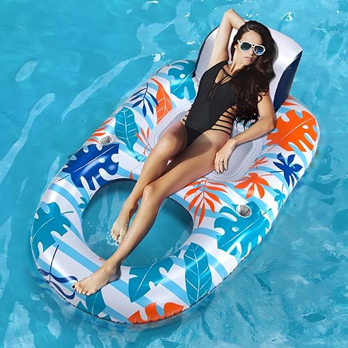 Miniatura 1 de OOOPSIUN Flotadores inflables de piscina para adultos, flotador de piscina de agua, balsa de salón para suministros de fiesta en la