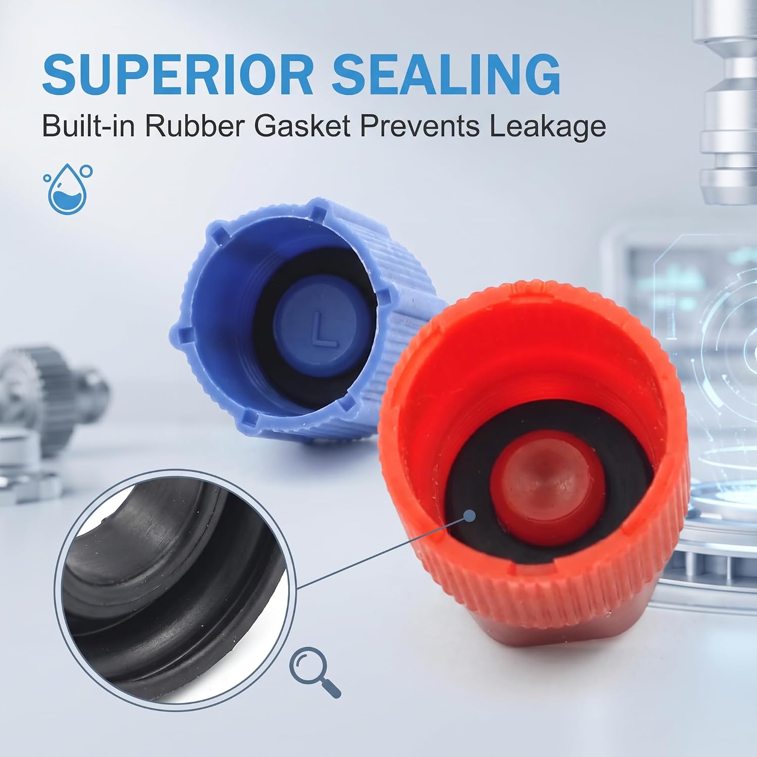 10PCS AC Low Pressure Port Cap, 13mm 16mm R134a Air Conditioning Charging Port Covers, A/C System Valve Core Sealing Caps Universal for Most Cars