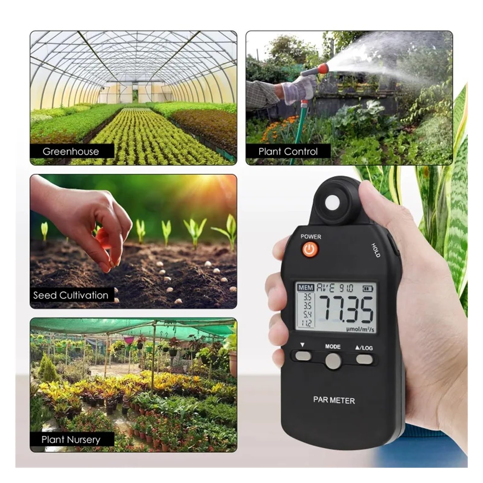 Medidor UVB, Professional PAR Meter PPFD Tester with Quantum Sensor for Plant Growth 400–700 nm