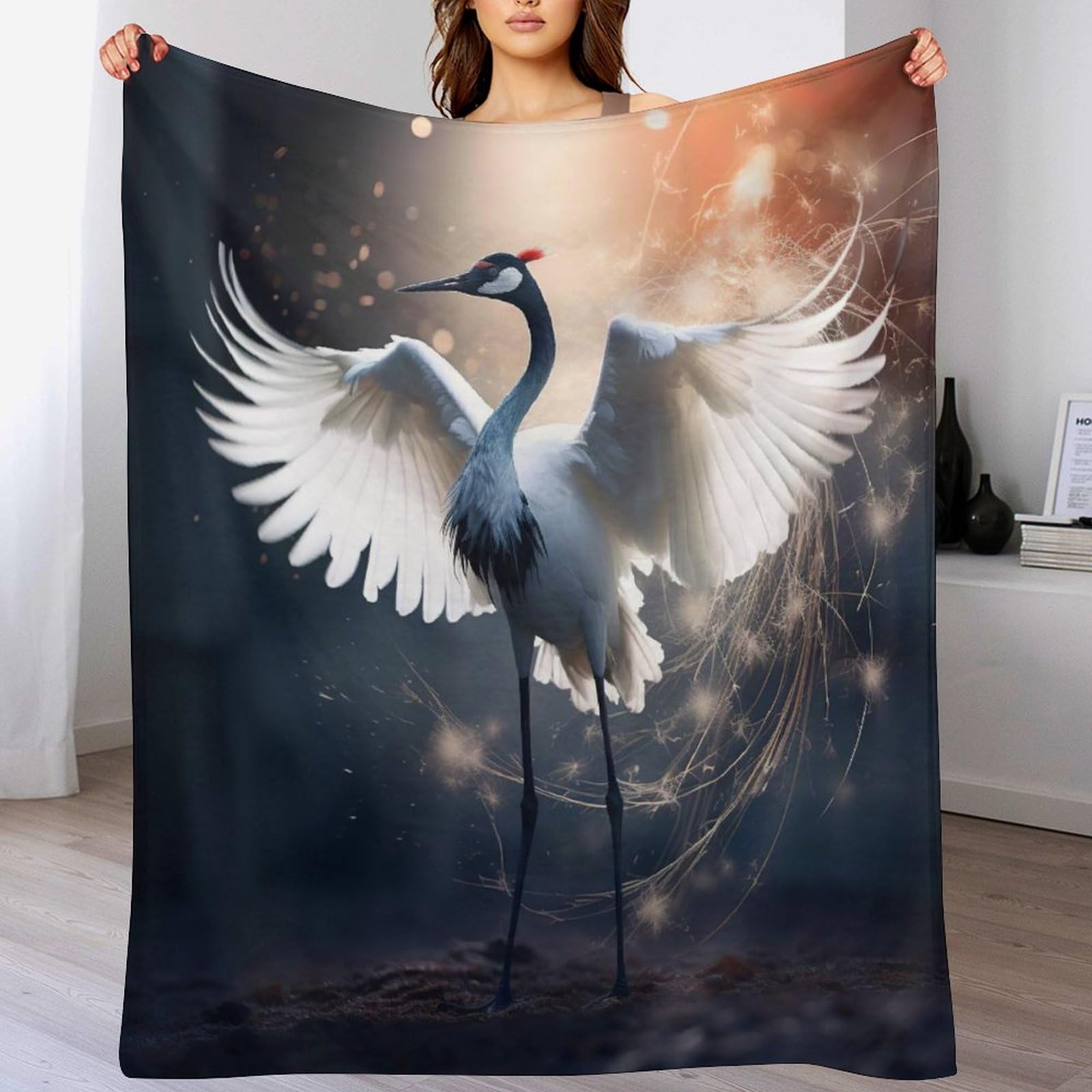 Manta de franela suave de grúa con acabado premium y tacto aterciopelado de 130 x 180 cm