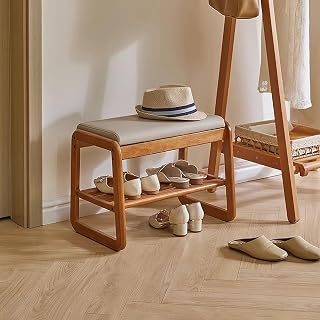 Shoe rack bench for front door entrance, narrow entryway bench, wooden storage bench, shoe storage bench, shoe storage bench with cushion, ottoman bench, bedroom bench: modern bench (Color : Cherry w
