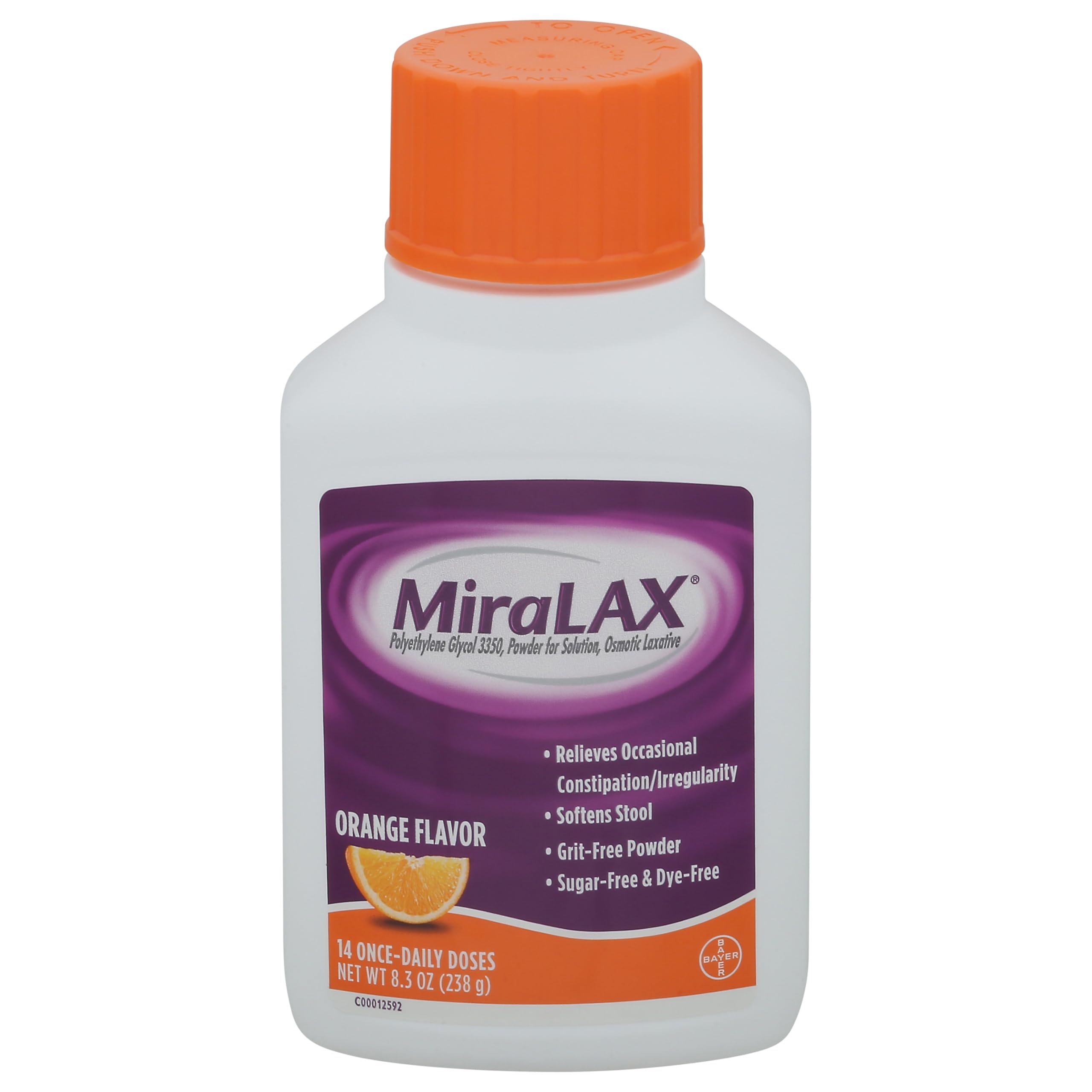 MiraLAX, Laxative Orange 14 Doses, 8.3 Ounce