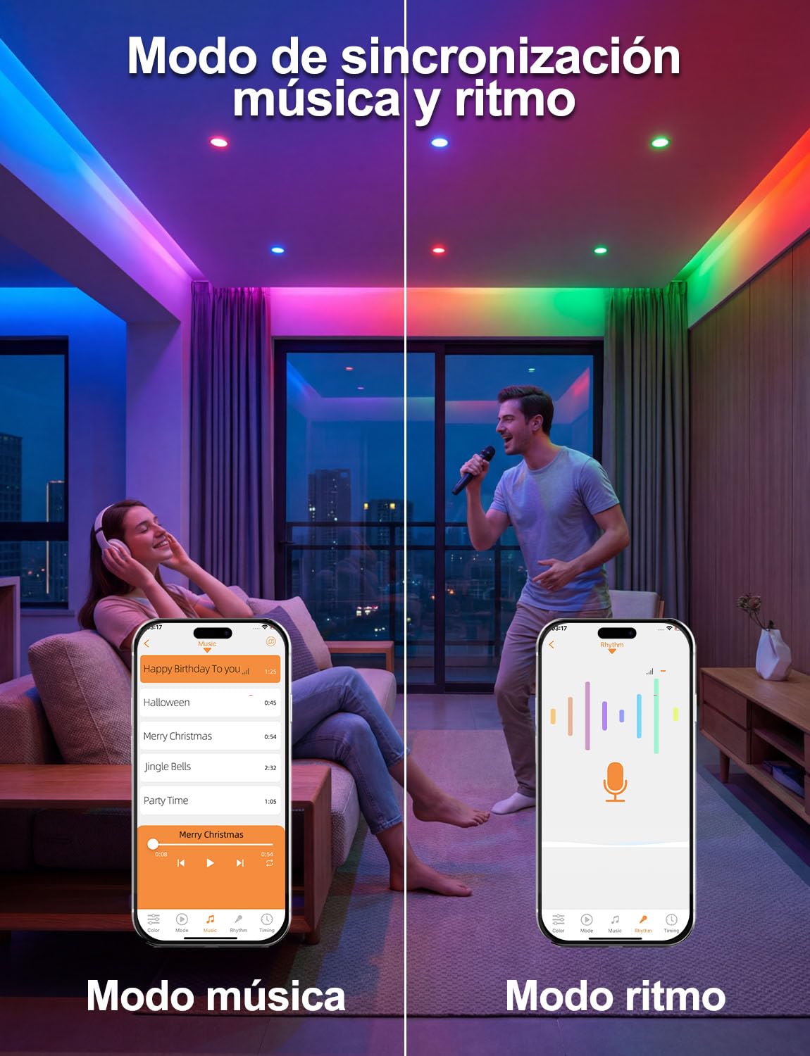 iLC Foco Empotrable LED Techo 8W, trabajar con Alexa(Se requiere un dispositivo Echo), Corte Ф68-85mm, 2700K - 6000K + RGB Cambio de Color, Aplicación controlada Downlight (4 unidades)