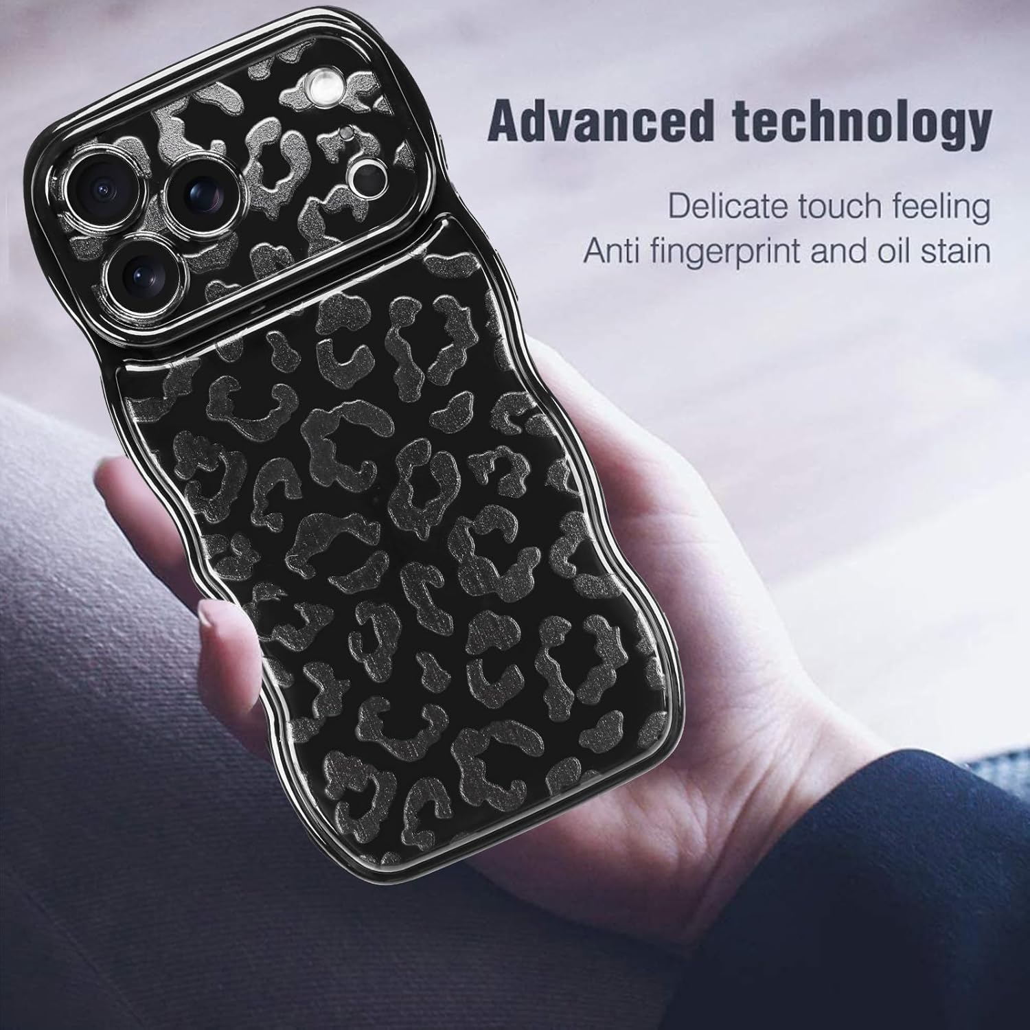 MOWIME Compatible with iPhone 17 Pro Max Case, Cheetah Print Shockproof Wave Edge Soft TPU Protective Cover for Women Girls, Slim Anti Scratch Case for iPhone 17 Pro Max 6.9 Inch, Black - Image 7