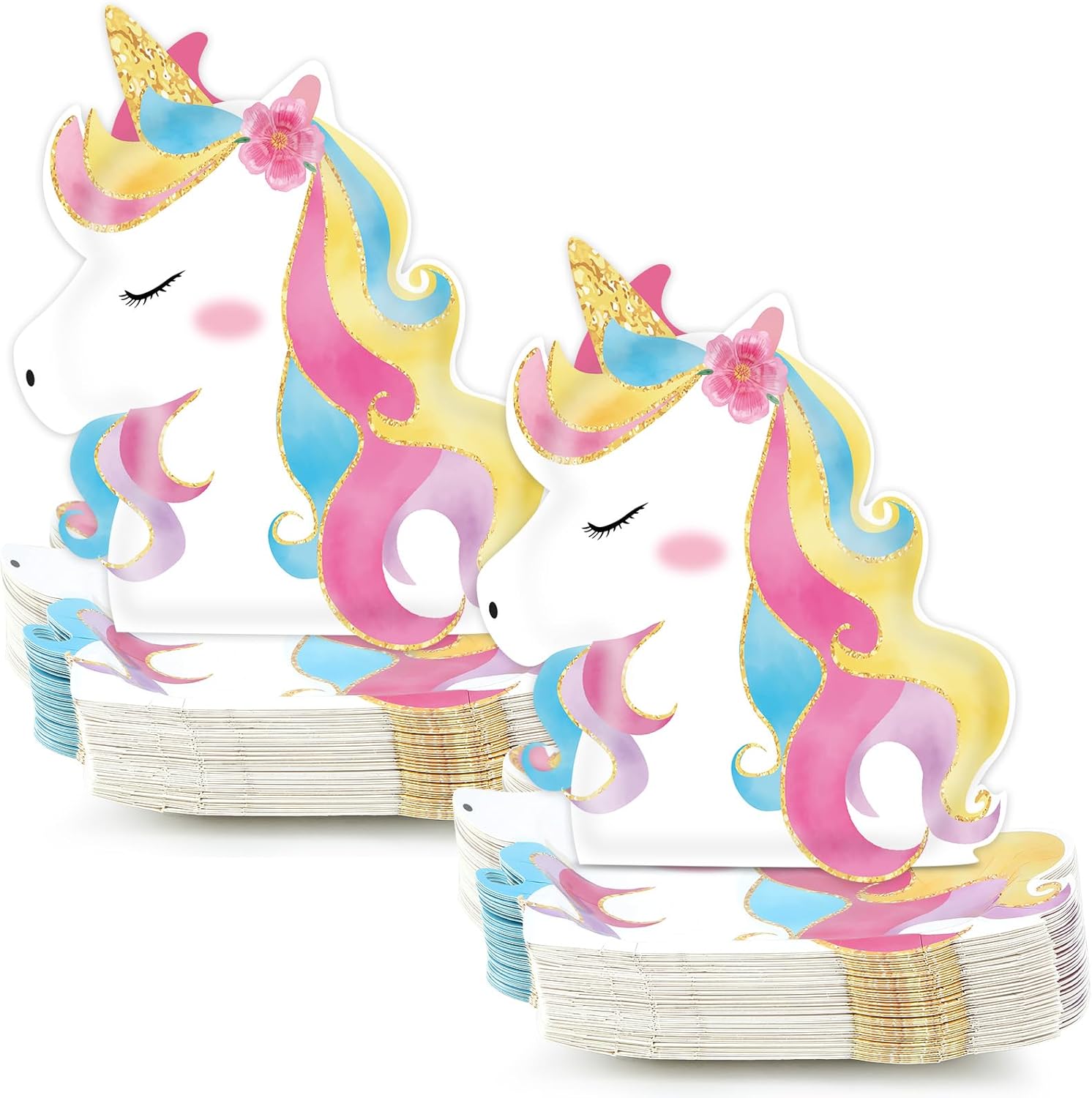 50 PCS Unicorn Themed Birthday Paper Plates for Girls - Disposable Dessert Plates for Baby Shower Party Decorations Supplies