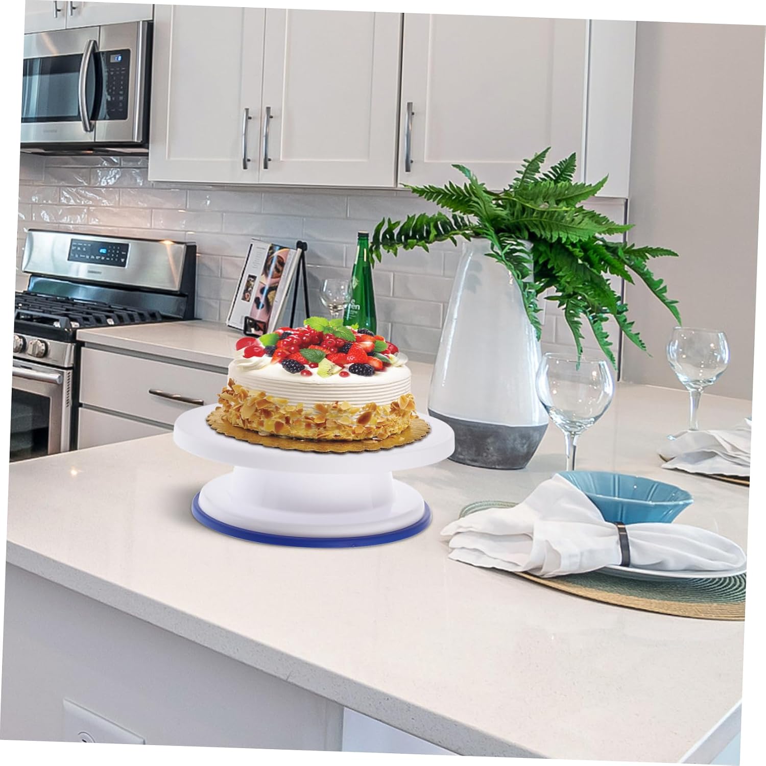 1Set Cake Decorating Kit with Rotating Turntable Includes Spatula and Scrapers Non Slip Base for Stable Decorating for Easy