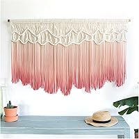Vista 1 de Etlegor Tapiz de macramé para colgar en la pared, estilo nórdico, tapiz bohemio teñido con borlas, decoración de pared tejida para decoración