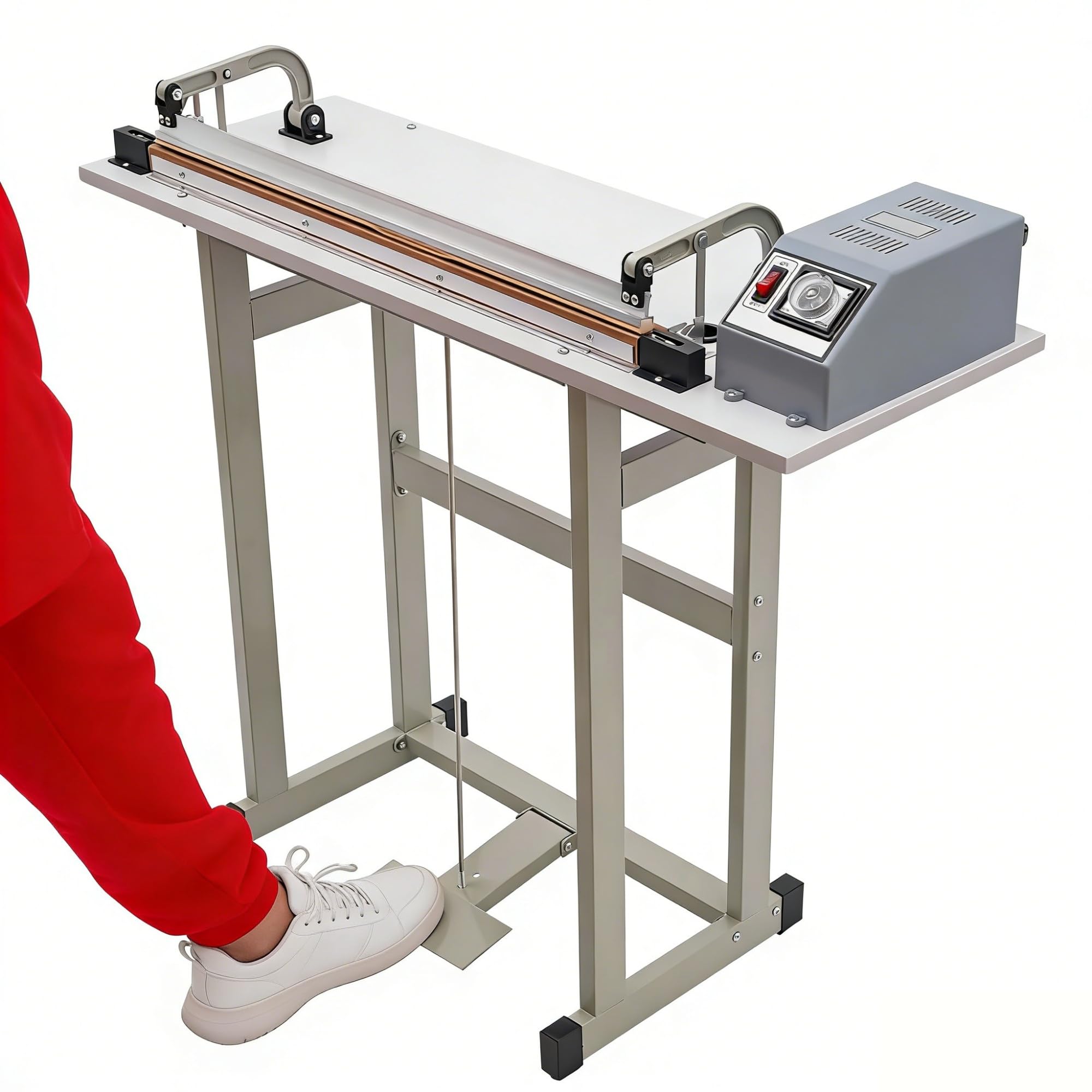 Fußpedal Heißsiegelmaschine, 2 in 1 Beutelversiegelung und Schneider, 58 cm lang, schnelle 0,2-2,5 s Hitze, Versiegeln Sie Plastiktüten für Lebensmittelverpackungen