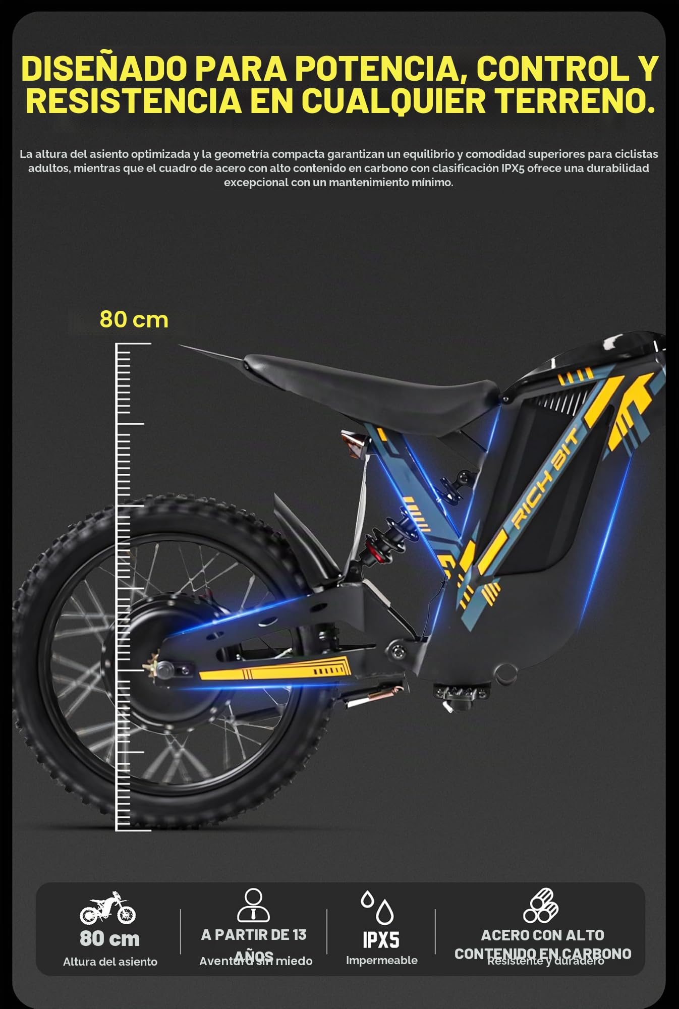 Bicicleta eléctrica de montaña V9 Ultra de cysum, batería de alta potencia de 48 V y 20 Ah, autonomía de 65 km, doble suspensión, bicicleta eléctrica todo terreno
