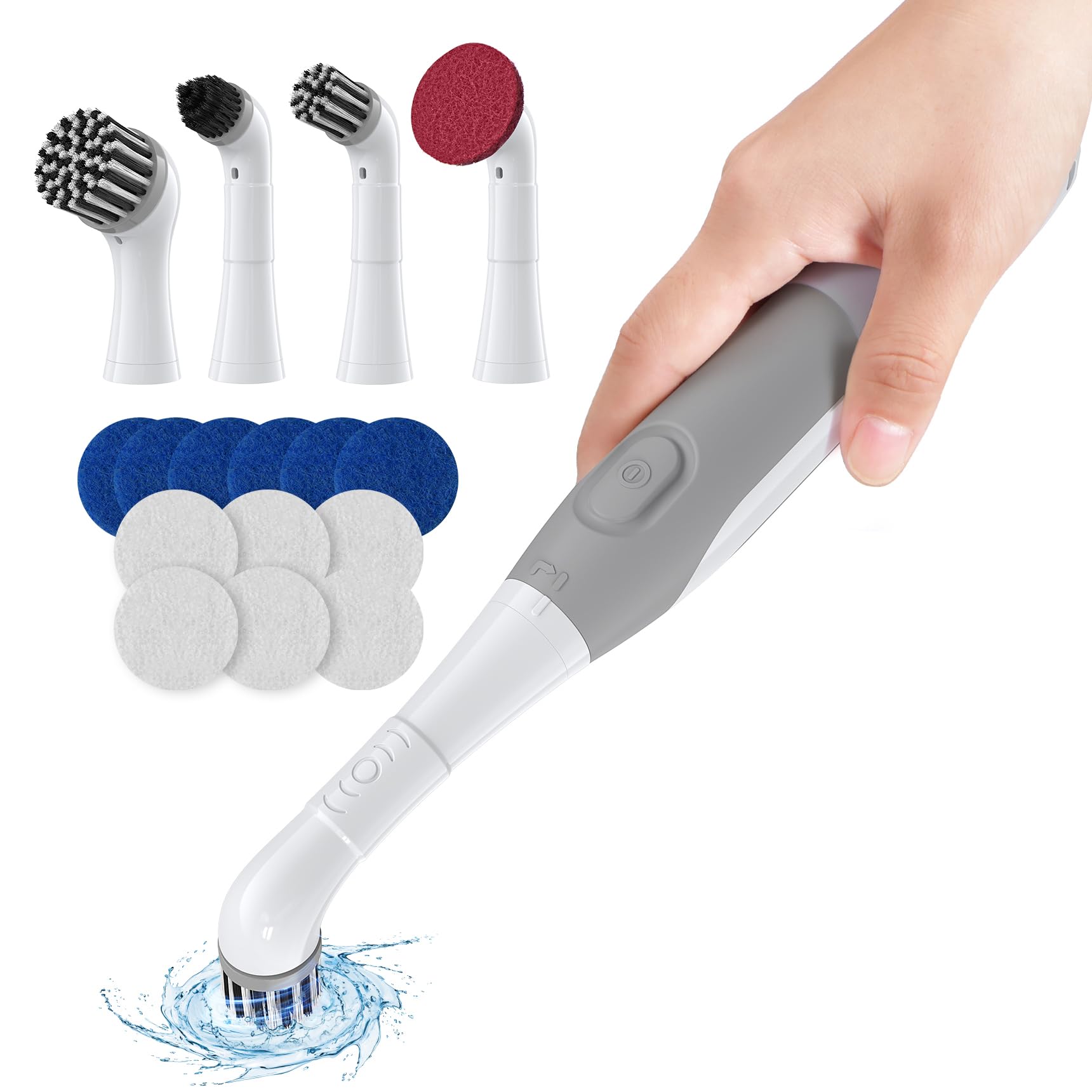 kHelfer Electric Cleaning Brush, KH6A Plus Electric Grout Brush IPX7 Waterproof, 11″ Small Cordless Power Scrubber with 5 Replacement Brushes for Grout, Tile Crevice, Corner, Bathtub, Kitchen Bathroom