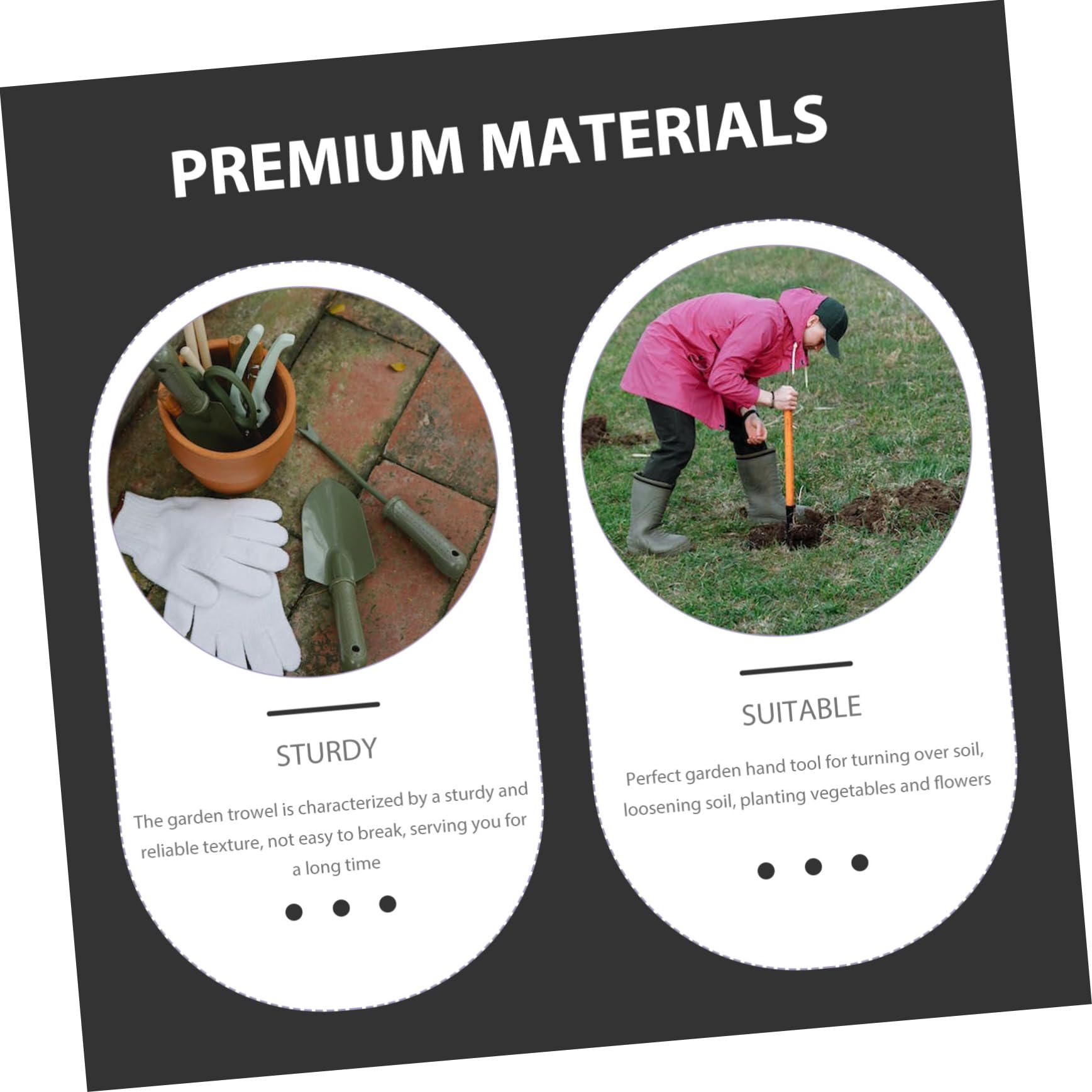 Abaodam 2-Piece Garden Tool Set Shovel Trowel Wooden Handle for Transplanting Digging Weeding