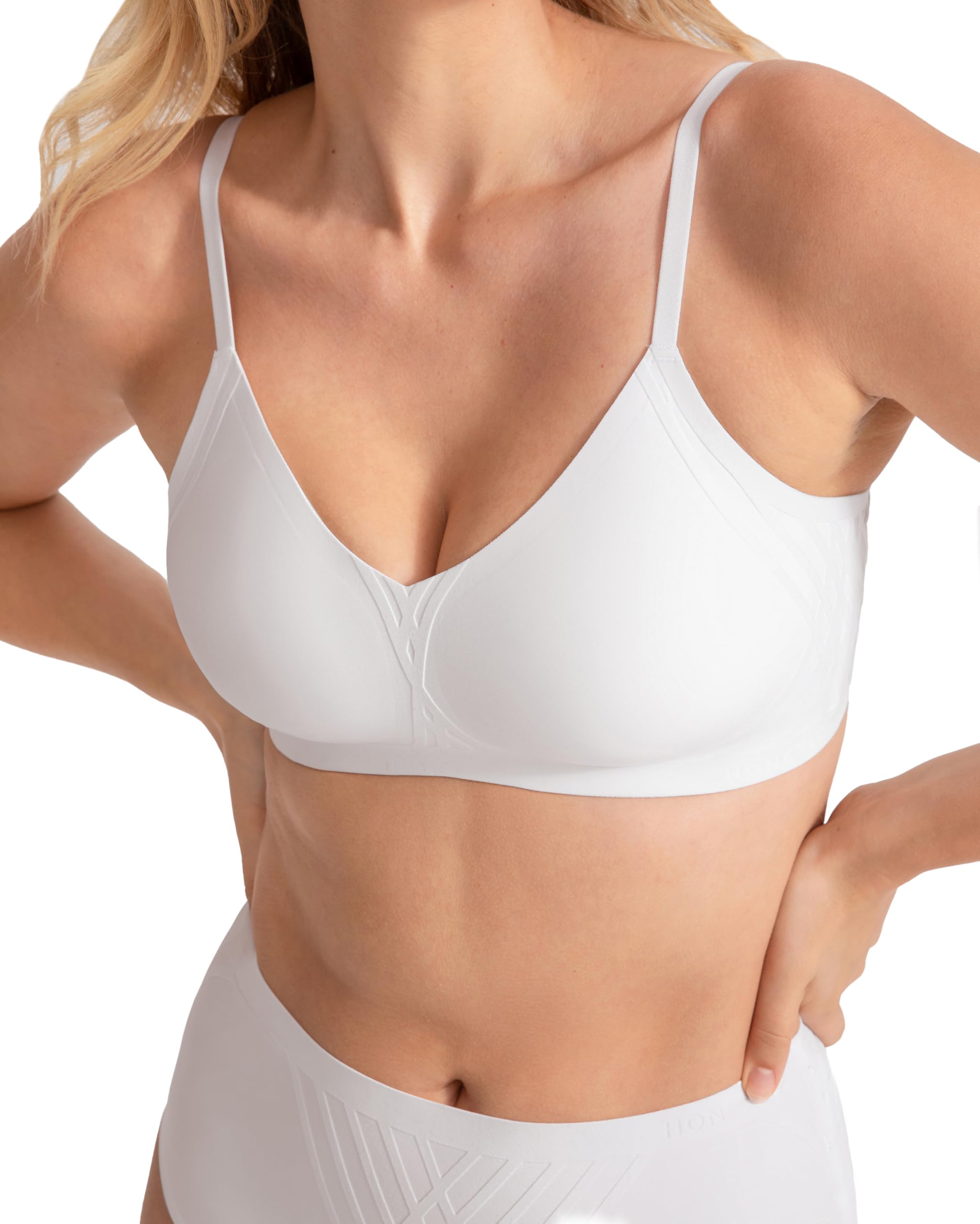 HONEYLOVE Bra for Women - Silhouette Wireless Bra - Comfortable Support with No Underwire - Astral - S