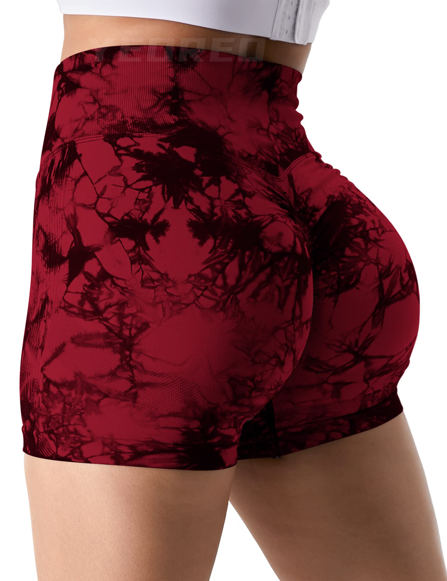 YEOREOWomen Workout Scrunch Shorts Seamless V Cross Waist Shorts Wendy High Waisted Contour Gym Yoga Biker Shorts