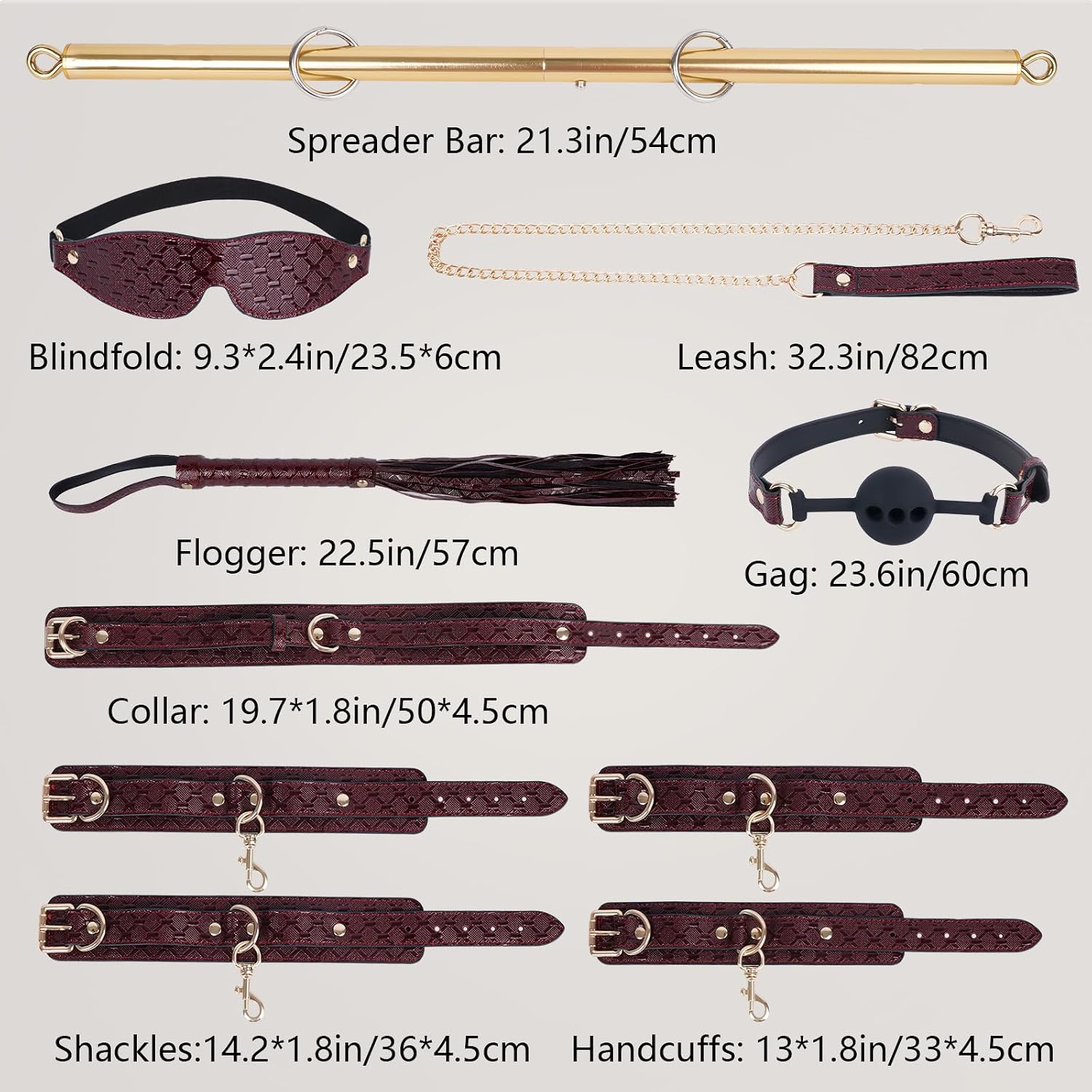 10PCS BDSM Kit Spreader Bars Adult Play, Vegan Leather Sex Bondage Restraints Set Handcuffs Ankle Cuffs for Couples Sexual Games Play Kinky