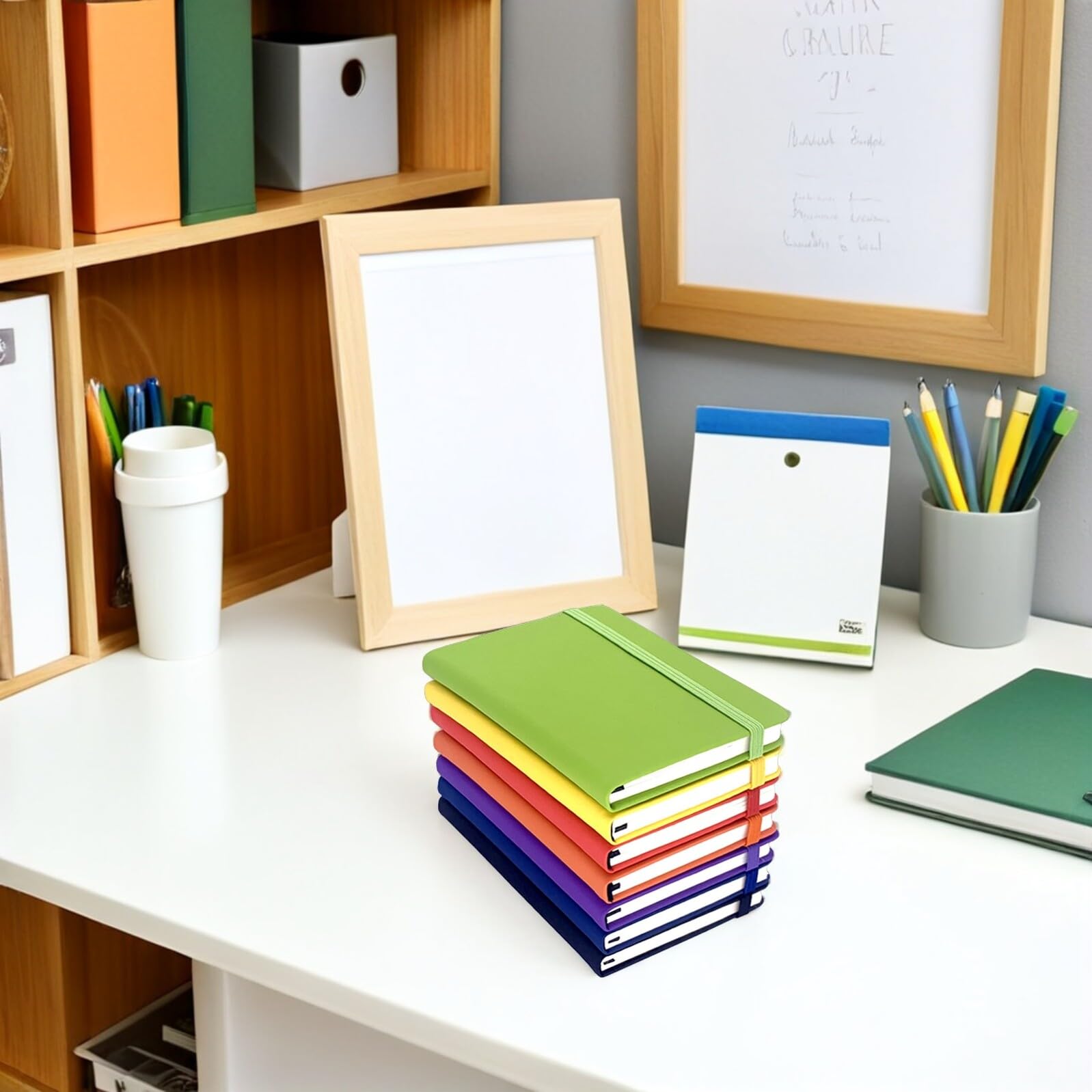 iplusmile Set da 7 Quaderni A6 a Righe Multicolori con Copertina in Pelle Pu e Chiusura Elastico, Mini Blocchi Note Tascabili per Appunti Scolastici e Lavoro, Taccuini Portatili