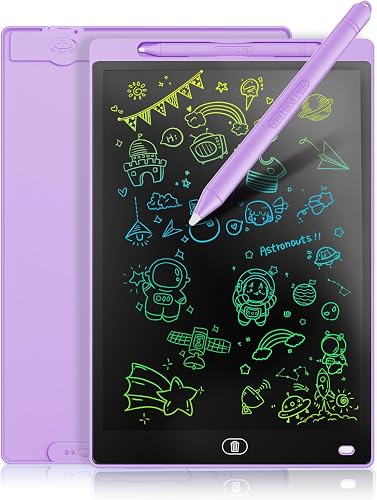 Genialba 10-calowy tablet LCD do pisania, kolorowy ekran, tablica kreślarska, zabawki dla maluchów, edukacyjne, prezenty na urodziny dla chłopców i dziewcząt w wieku 2, 3, 4, 5, 6 lat, fioletowy