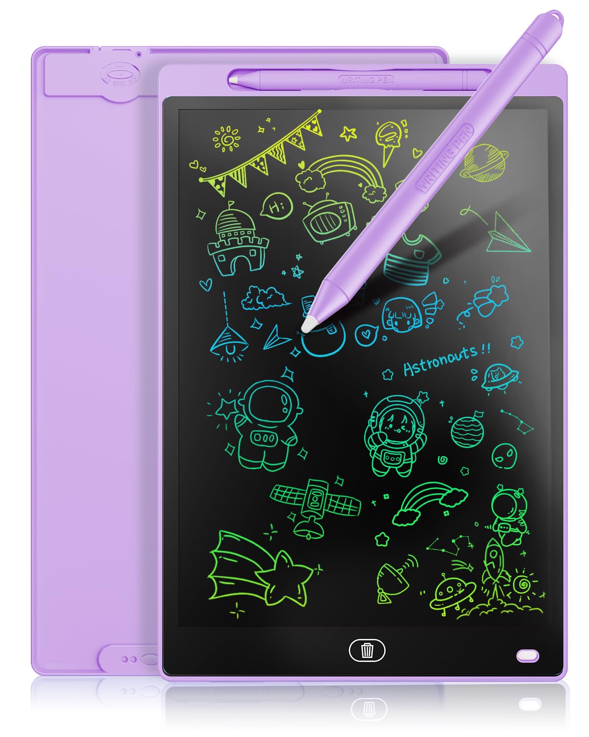 Tavoletta Grafica LCD Scrittura Colorato 12 Pollici, Lavagna da Disegno Cancellabile, Regalo Bambini, Tavoletta Grafica per Giochi per 2 3 4 5 6 7 Anni (Viola)