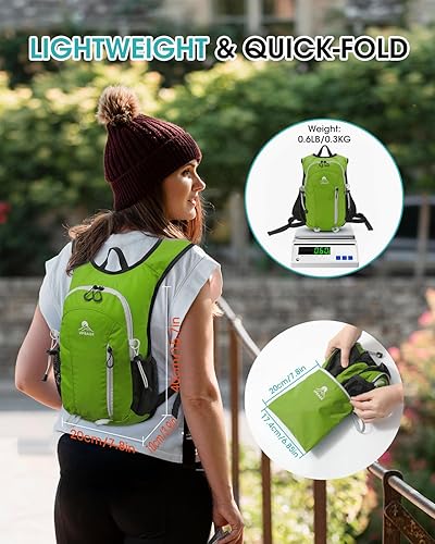 Miniatura 5 de Mochila de senderismo pequeña con soporte frontal para teléfono, mochila plegable con correa para el pecho y la cintura, mochila ligera para mujeres