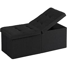 35-INCH Storage Ottoman Bench, Footrest with Storage, End of Bed Bench Coffee Table for Living Room, Bedroom, Entryway, Black